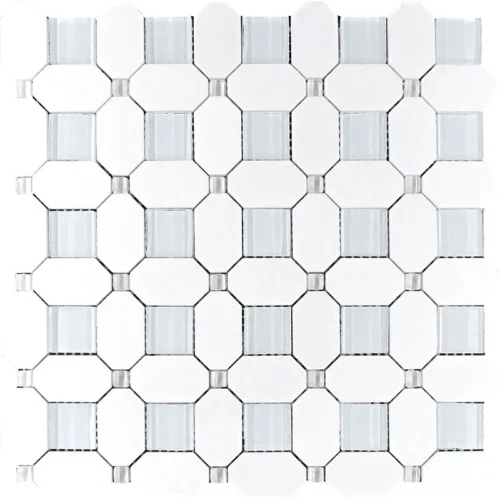 Paraga 1.2X1.2+1.2X2+0.4X0.4 Polished Thassos, Glass Mosaic 0