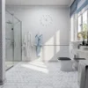 Kapari 1.2X1.2 Polished Thassos, Blue Celeste, Paper White Mosaic 1