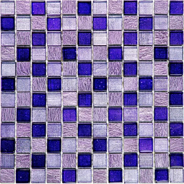 Purple Rain 1Х1 Polished, Foiled Glass, Resin, Stone Mosaic 3