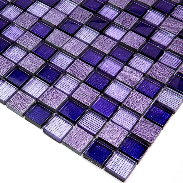 Purple Rain 1Х1 Polished, Foiled Glass, Resin, Stone Mosaic 4