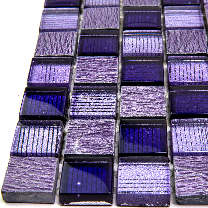 Purple Rain 1Х1 Polished, Foiled Glass, Resin, Stone Mosaic 2