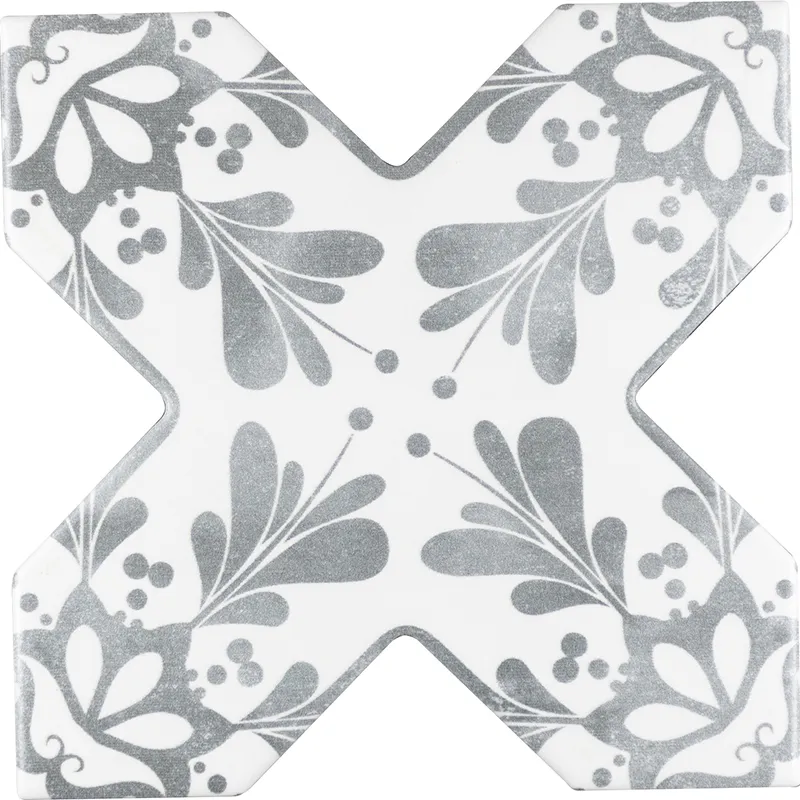 Moorish Grey Cross Deco 5.35X5.35 Matte Ceramic Tile 0