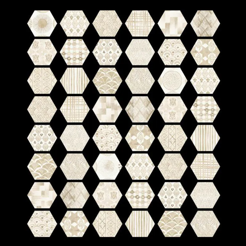 Movement Hexagon Deco Ivory 9.9X9.9 Matte Porcelain tile 2