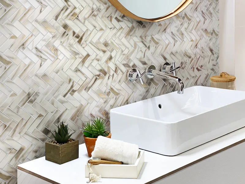 Tuckernuck Herringbone 1.2X3.9 Matte Recycled Glass Mosaic 2