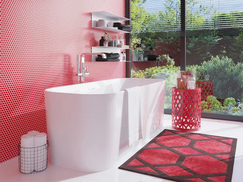 Red Star 0.75X0.75 Glossy Porcelain Mosaic 2