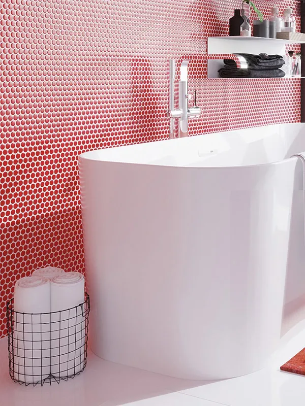 Red Star 0.75X0.75 Glossy Porcelain Mosaic 3