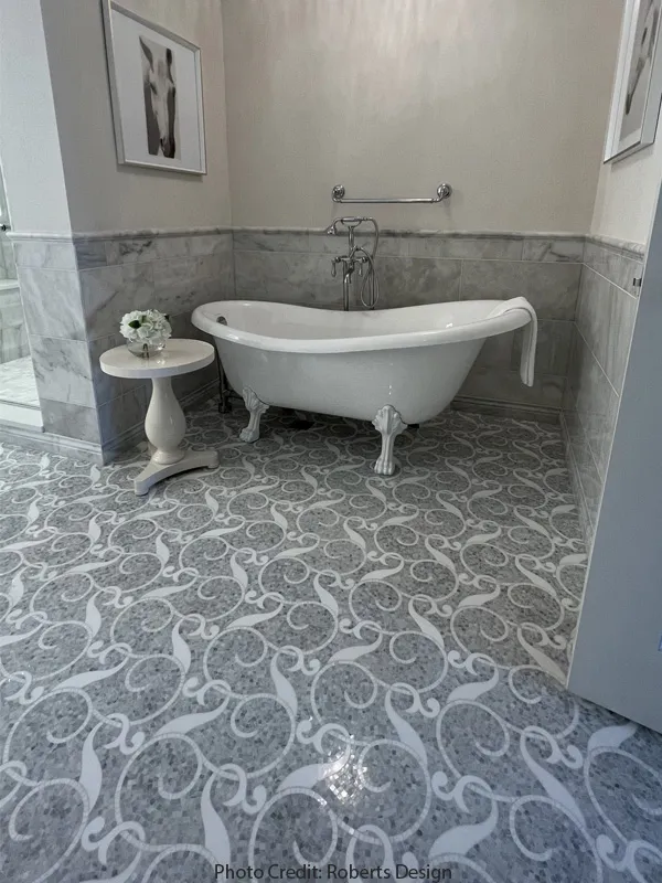 Pietra Floreale 03 0.4X0.4 Polished Carrara, Thassos White Mosaic 2