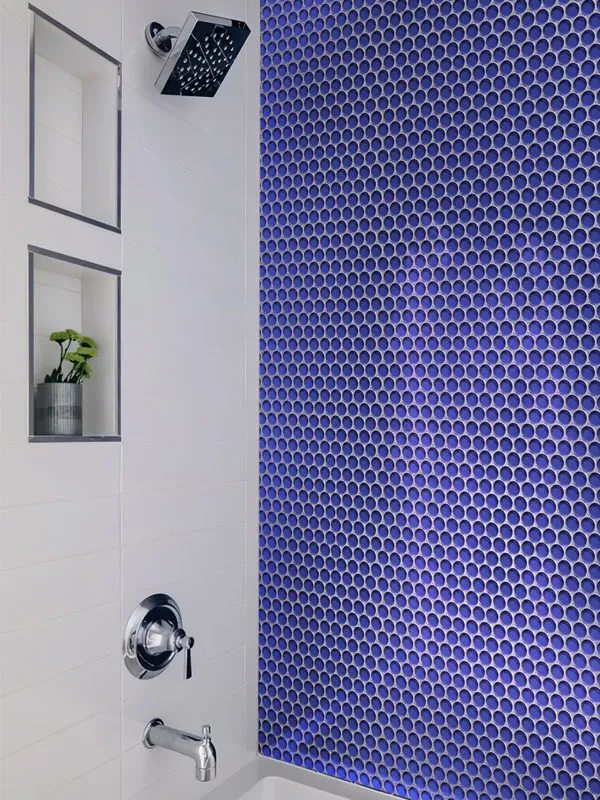 Cobalt Blue Penny Gloss 1X1 Glossy Glass mosaic 1