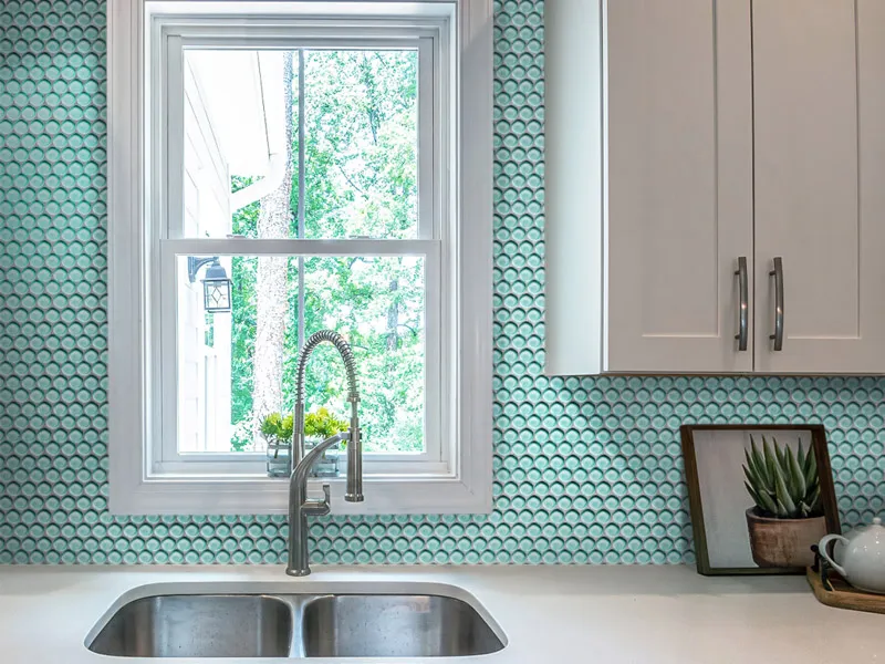 Aqua Penny Gloss 1X1 Glossy Glass Mosaic 1