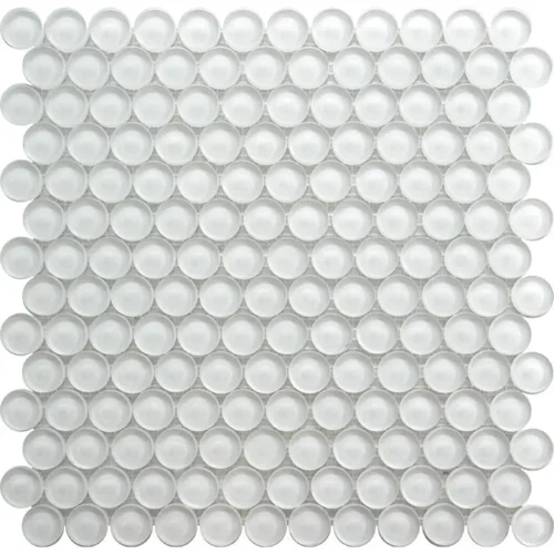 Mirage White Penny Gloss 1X1 Glossy Glass Mosaic 0