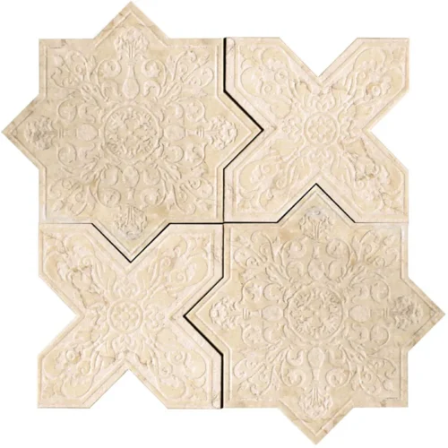 Pantheon Crema 5X5 Textured Stone Mosaic 0