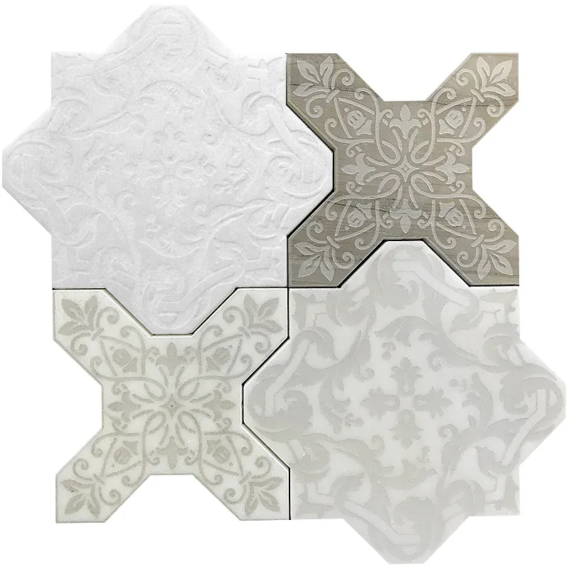 Mix Of 2 Or 3 Nuovo Colors Pantheon 6.5X6.5 Textured Stone Mosaic 1