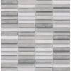 Purity 2 0.6X2.9 Textured, Glossy Glass, Silver Grey Limestone Mosaic 0