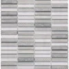 Purity 2 0.6X2.9 Textured, Glossy Glass, Silver Grey Limestone Mosaic 1