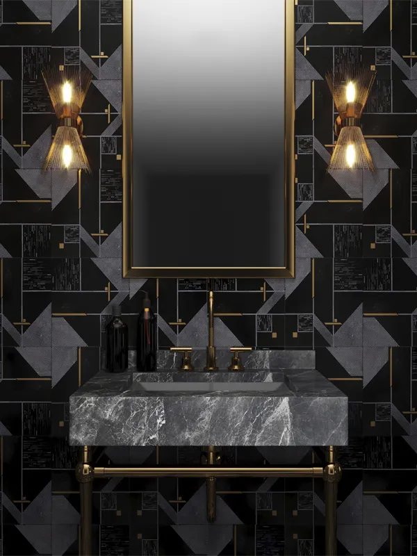 Black Nouveau 12x12 Polished Marble Tile 8