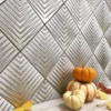 Ritz Gold 4.9X4.9 Textured, Foiled Ashen White Marble Mosaic 3