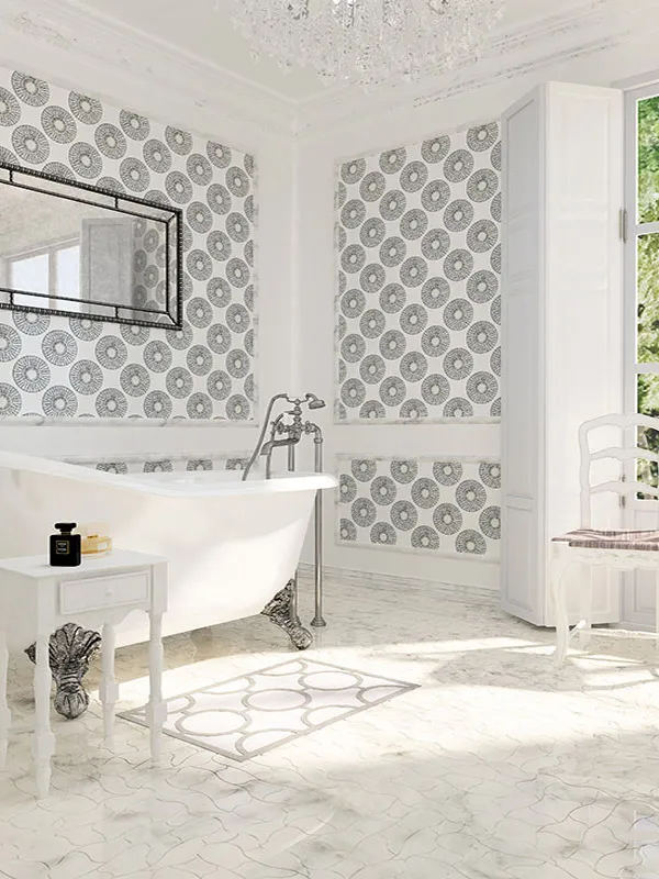 Snowflake Polished Imperial White, Carrara Mosaic 1