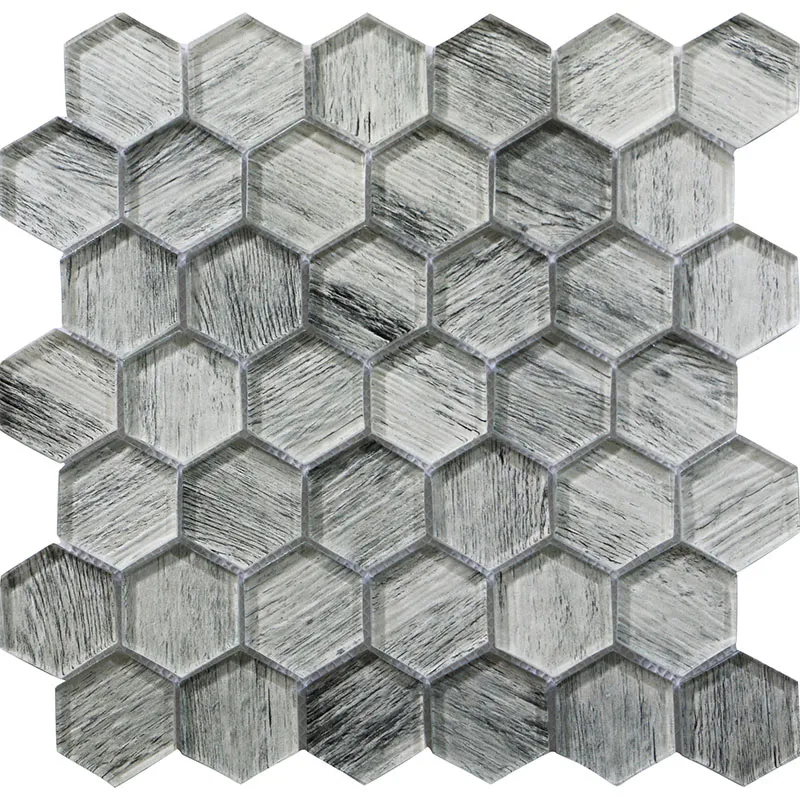 Silver Pine Hex 1.9X1.9 Glossy Glass Mosaic 0