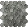 Graphite Linen Hex 1.9X1.9 Glossy Glass Mosaic 1