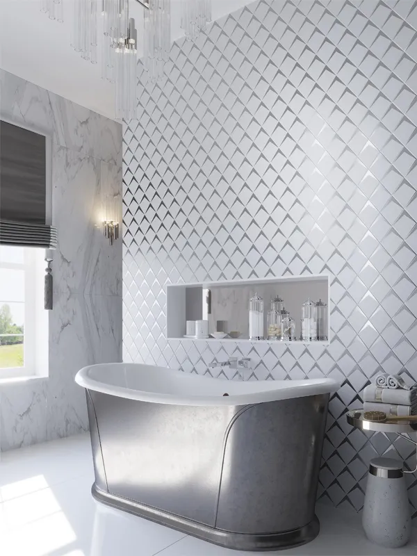 Saint Tropez White 3.75X3.75 Matte Glass Mosaic 1