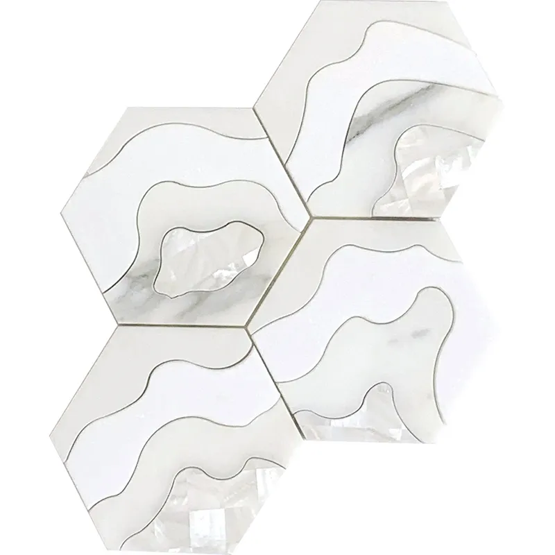 Storm White 9X12 Polished Thassos, Paper White, Calacatta Gold, Shell Tile 0