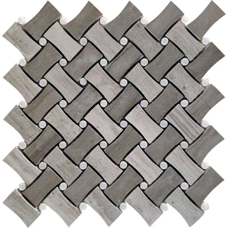 Habersham 0.9X1.9+0.4X0.4 Polished Wooden Grey, Athens Eastern White mosaic 0