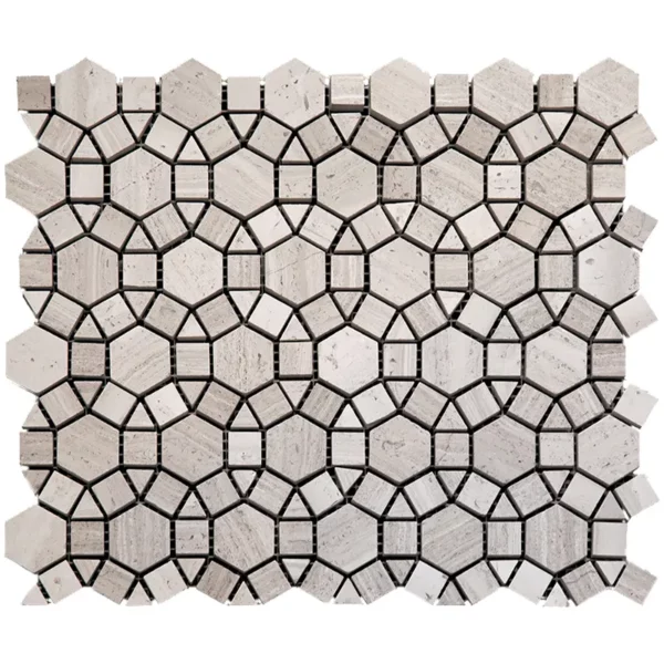 Avondale 1.25X1.25+0.6X0.6 Polished Wooden Grey mosaic 1