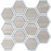 Largo 3.75X3.75 Polished Wooden Grey, Bianco Carrara Mosaic 1