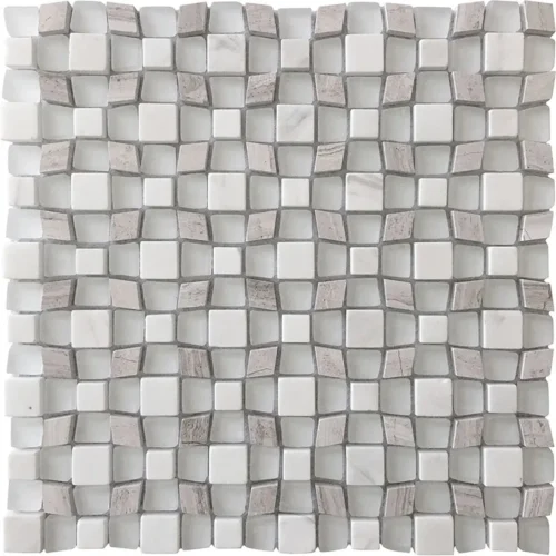 Majestic 11.3X11.3 Polished Wooden Grey, Asian White, Glass Tile 0