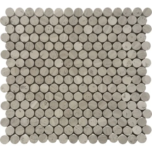 Wooden Penny Polished 0.8X0.8 Grey Mosaic 0