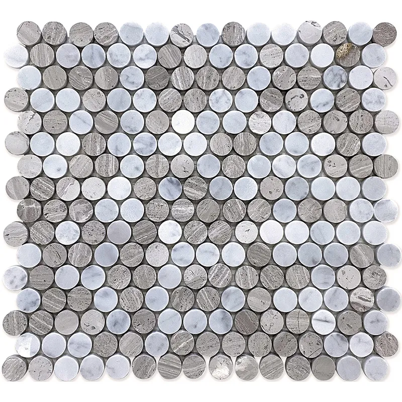 Hemingway Circle 0.8X0.8 Polished Wooden Grey, Eastern White Mosaic 0