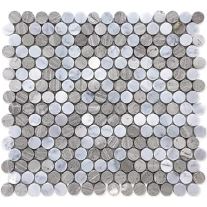 Hemingway Circle 0.8X0.8 Polished Wooden Grey, Eastern White Mosaic 2