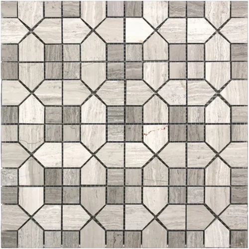 Savannah Square 1.4X1.3+0.8X0.8 Polished Wooden Grey Light, Dark Mosaic 0