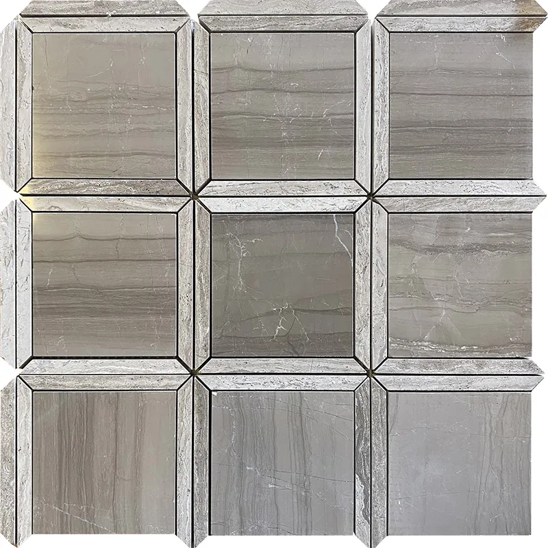 Victory Square 3.25X3.25+0.3X4 Polished Wooden Grey, Athens Grey Mosaic 0