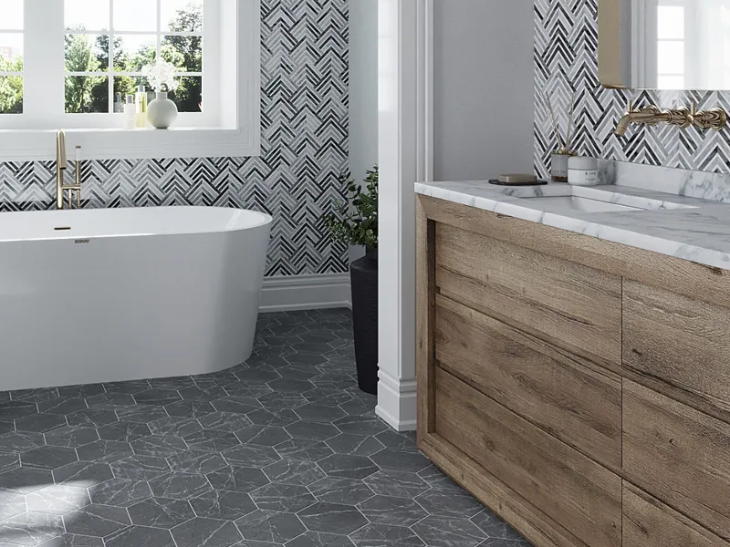 Terra Bardiglio 8.1X9.25” Matte Porcelain mosaic 1