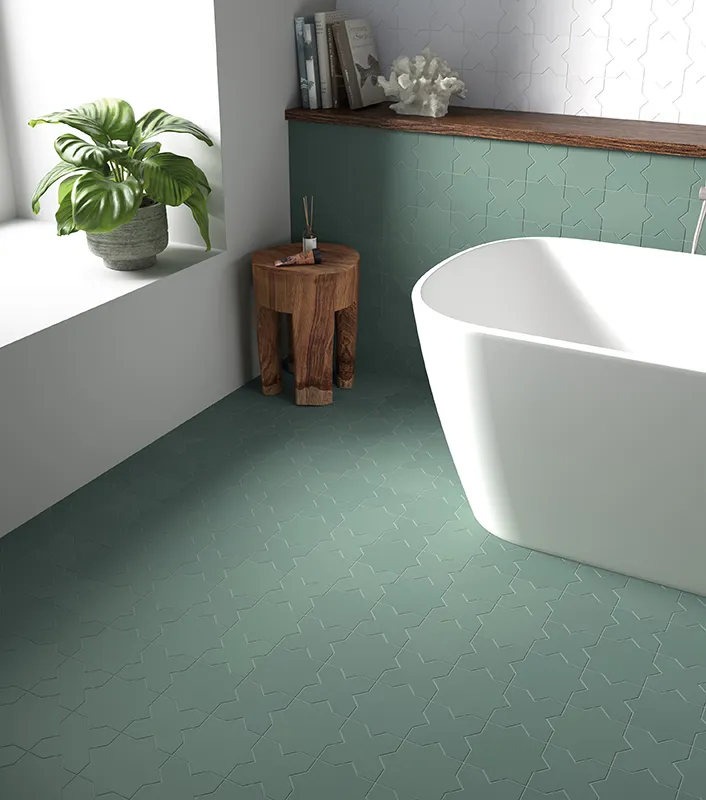 Tangier Cross Green 4.72X4.72 Matte Porcelain Tile 2