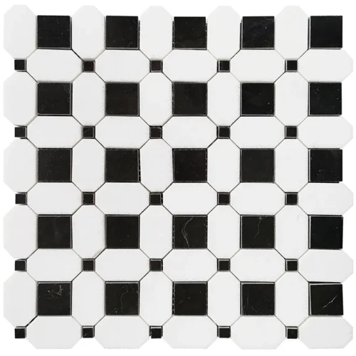 Nero Bianco Plaza 1.2X1.2+1.2X2+0.4X0.4 Polished Thassos, Eastern Black Mosaic 0