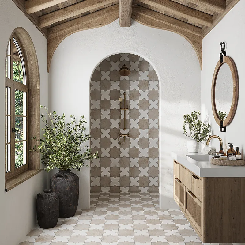 Umbria Bianco Cross 7X7 Shine porcelain tile 0