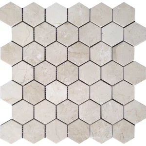 Crema 2X2 Hex Honed 1.9X1.9 Marble Mosaic 1