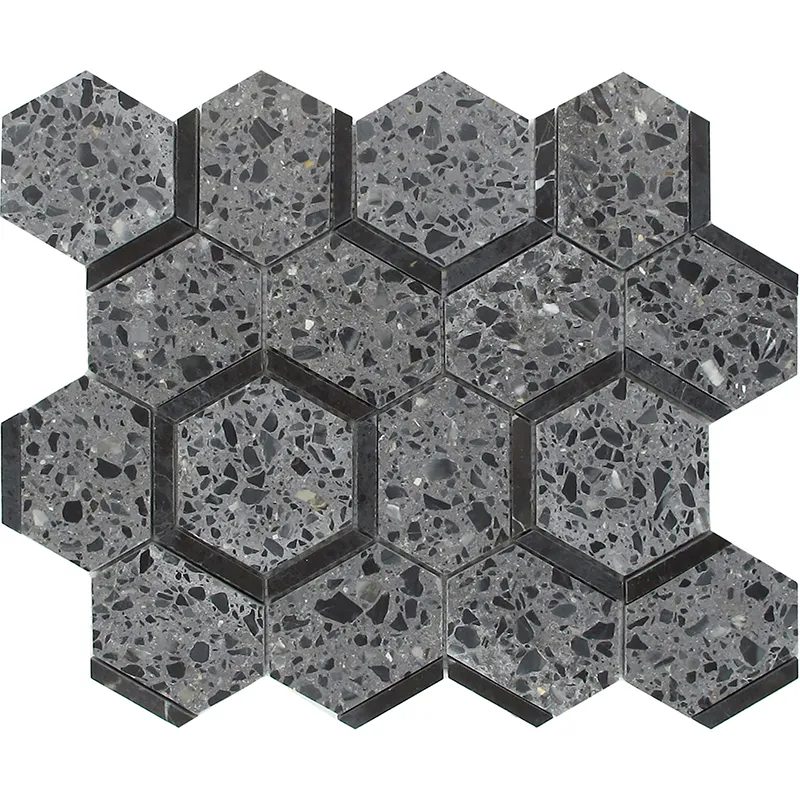 Canareggio 3 Honed Terrazzo, Black Limestone Mosaic 0