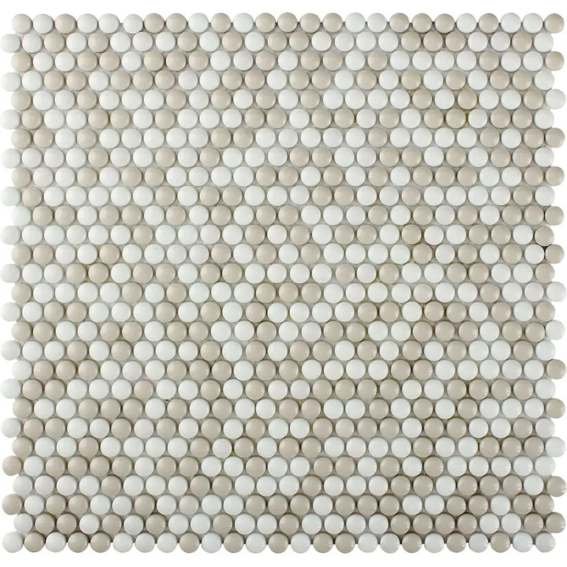 Cercle Beige 0.5X0.5 Glossy Recycled Glass Mosaic 0