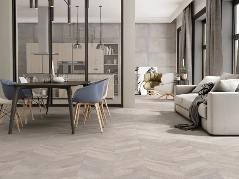 Zen Chevron Grey 24X48 23.7X47.25 Matte Colored Body Porcelain Tile 1