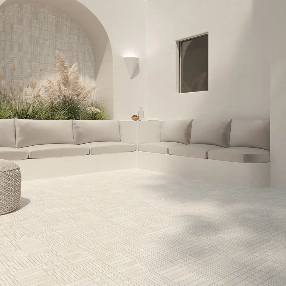 Lines M Off White 6X6 Square Matt Porcelain Tile 1