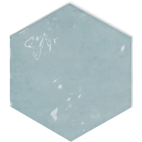 Zellige Hexa Aqua 4X5 Hexagon Gloss Porcelain Tile 0