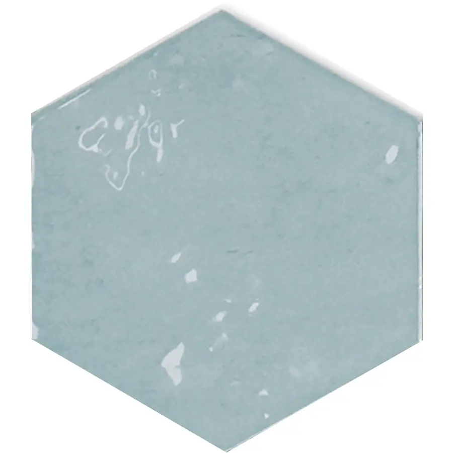 Zellige Hexa Aqua 4X5 Hexagon Gloss Porcelain Tile 0