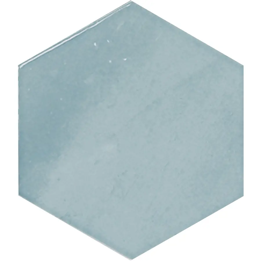 Zellige Hexa Aqua 4X5 Hexagon Gloss Porcelain Tile 1