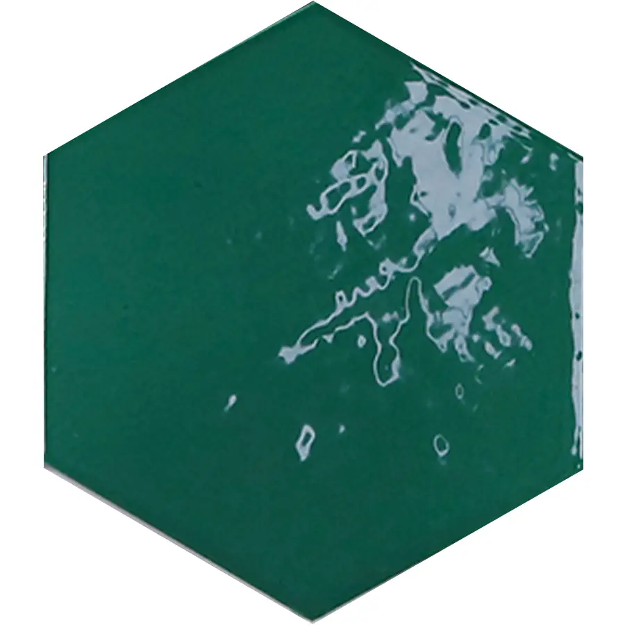 Zellige Hexa Emerald 4X5 Hexagon Gloss Porcelain Tile 1