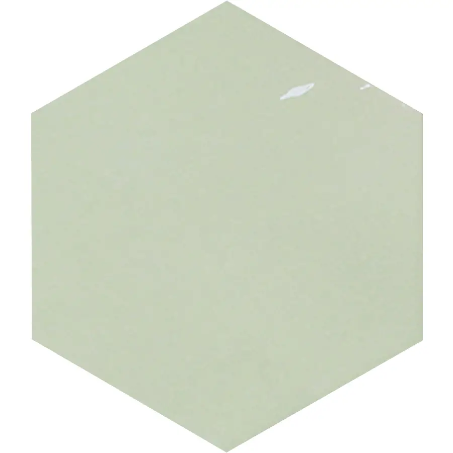 Zellige Hexa Rounded Edge Mint 0.43X7 Rectangle Gloss Porcelain Trim 2