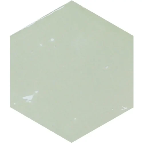 Zellige Hexa Rounded Edge Mint 0.43X7 Rectangle Gloss Porcelain Trim 0