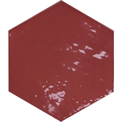 Zellige Hexa Rounded Edge Wine 0.43X7 Rectangle Gloss Porcelain Trim 0